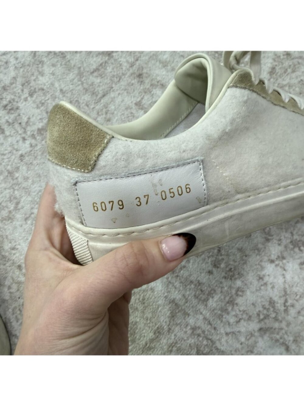 Common Projects Shoes Womens Size 6.5 Beige Suede Wool Low Top Sneakers 6079 - Picture 8 of 15